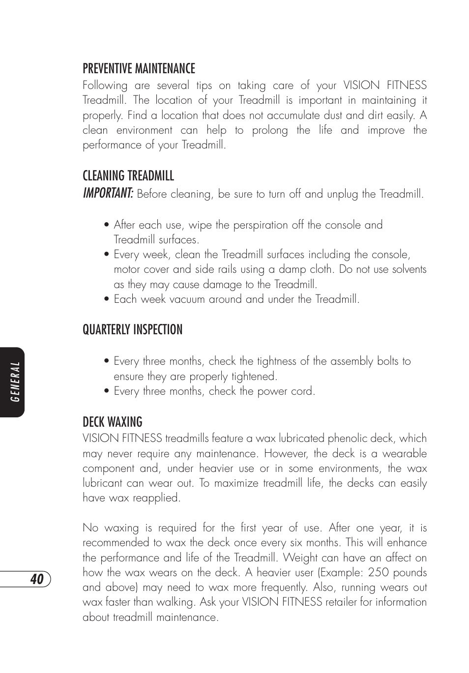 Vision Fitness TM357 User Manual | Page 44 / 60