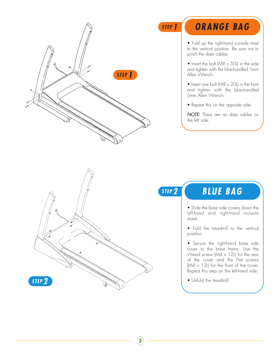 Orange bag, Blue bag | Vision Fitness Folding . T9350HRT User Manual | Page 5 / 8