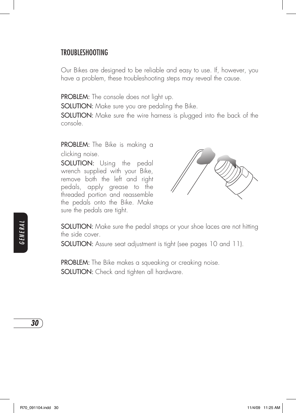 Troubleshooting | Vision Fitness R70 User Manual | Page 34 / 48