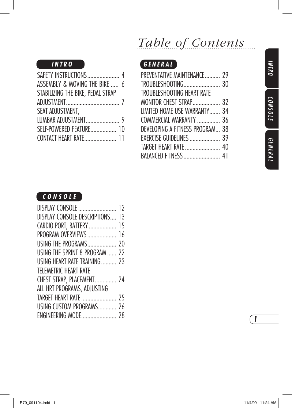 Vision Fitness R70 User Manual | Page 5 / 48