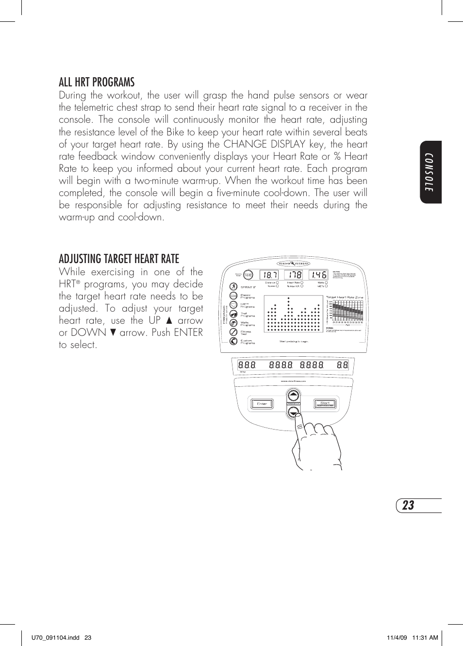 All hrt programs, Adjusting target heart rate | Vision Fitness U70 User Manual | Page 27 / 44