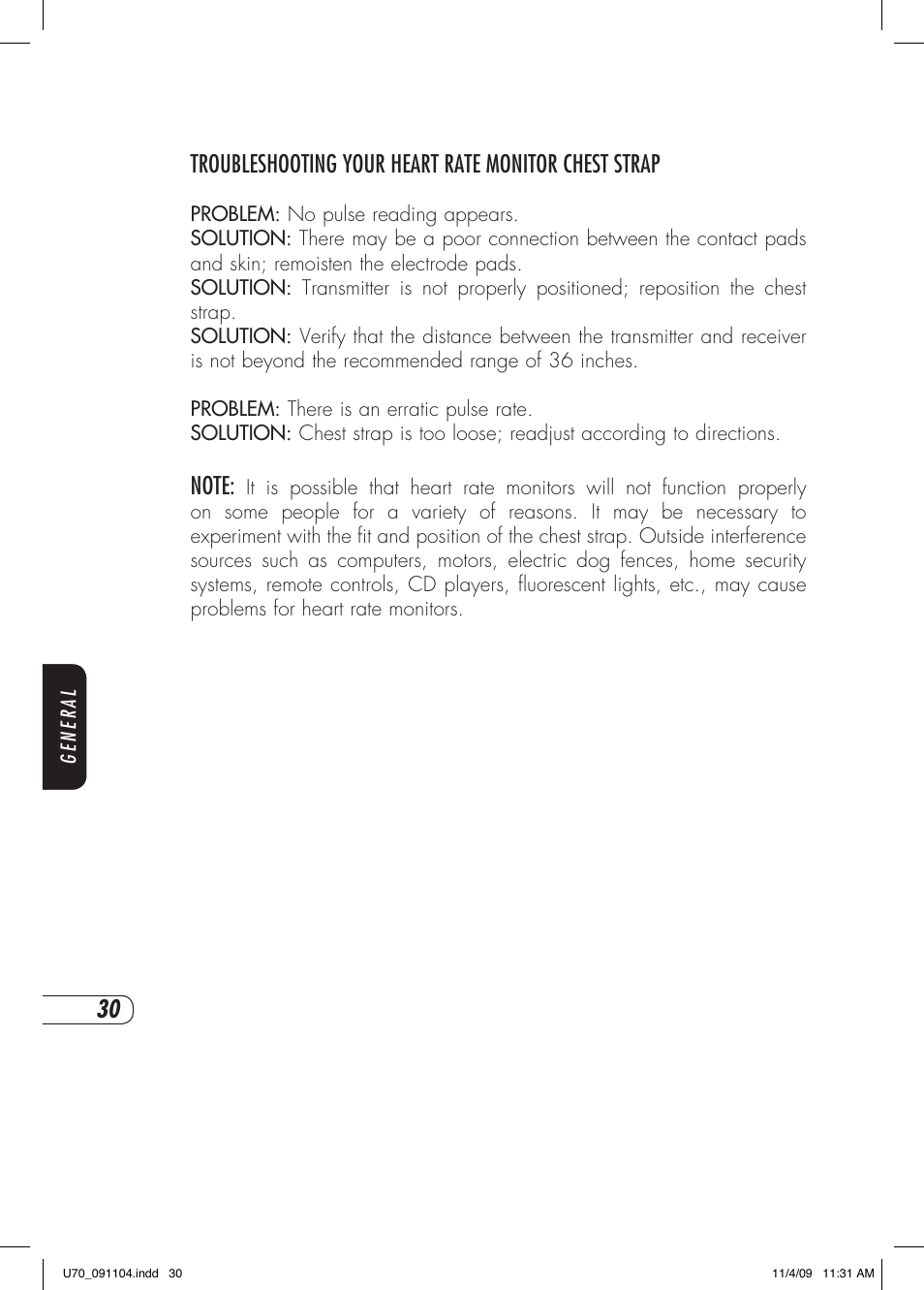 Vision Fitness U70 User Manual | Page 34 / 44