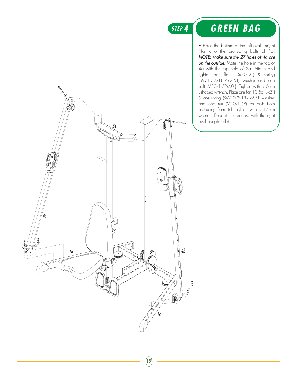 Green bag | Vision Fitness ST200 User Manual | Page 12 / 20