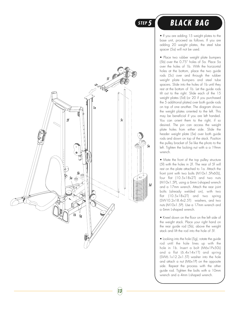Black bag | Vision Fitness ST200 User Manual | Page 13 / 20