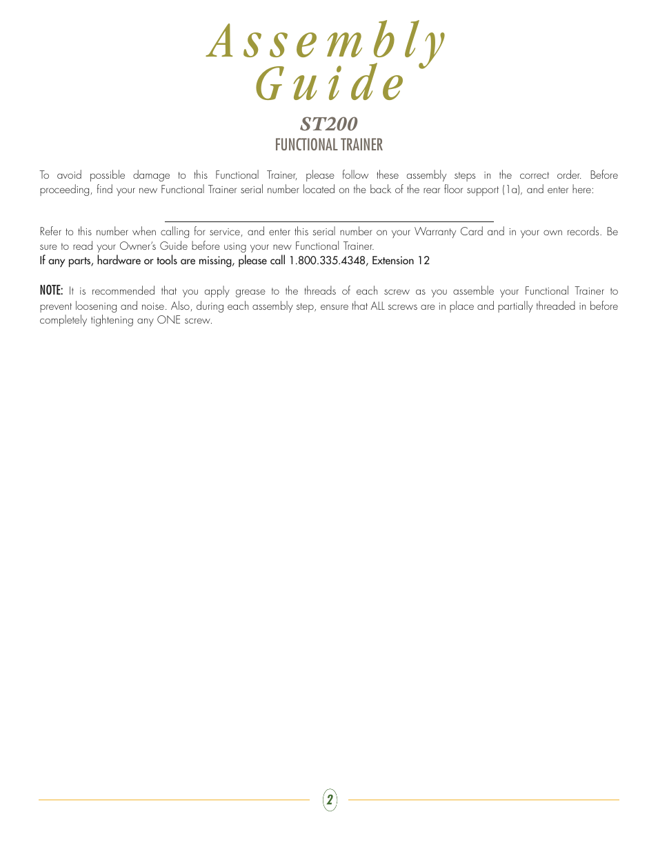 Vision Fitness ST200 User Manual | Page 2 / 20