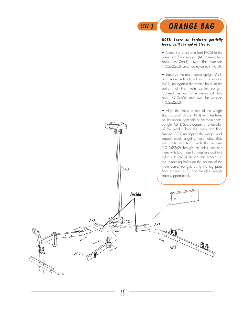 Orange bag | Vision Fitness Multi-Station Gym ST710 User Manual | Page 11 / 48