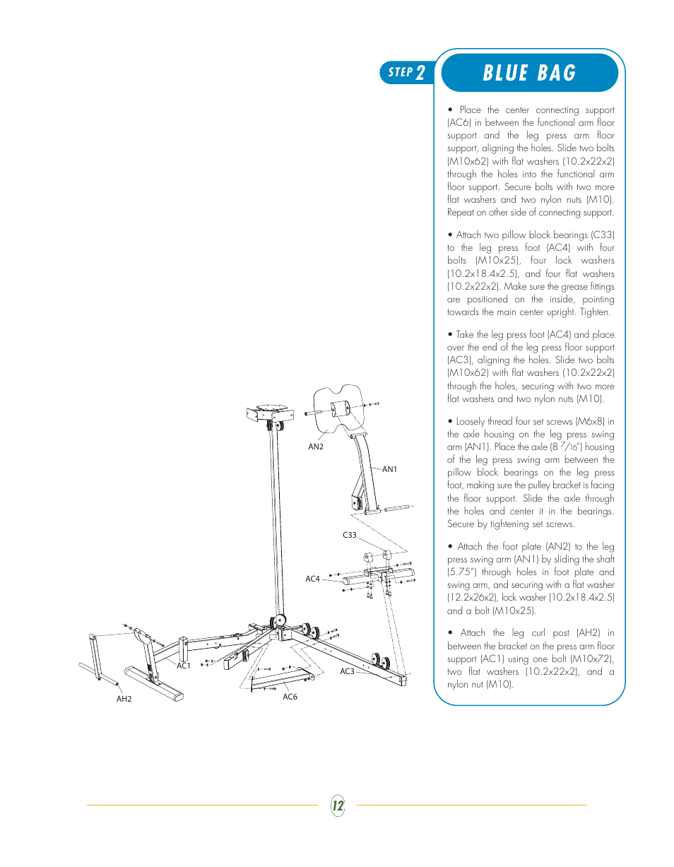 Blue bag | Vision Fitness Multi-Station Gym ST710 User Manual | Page 12 / 48