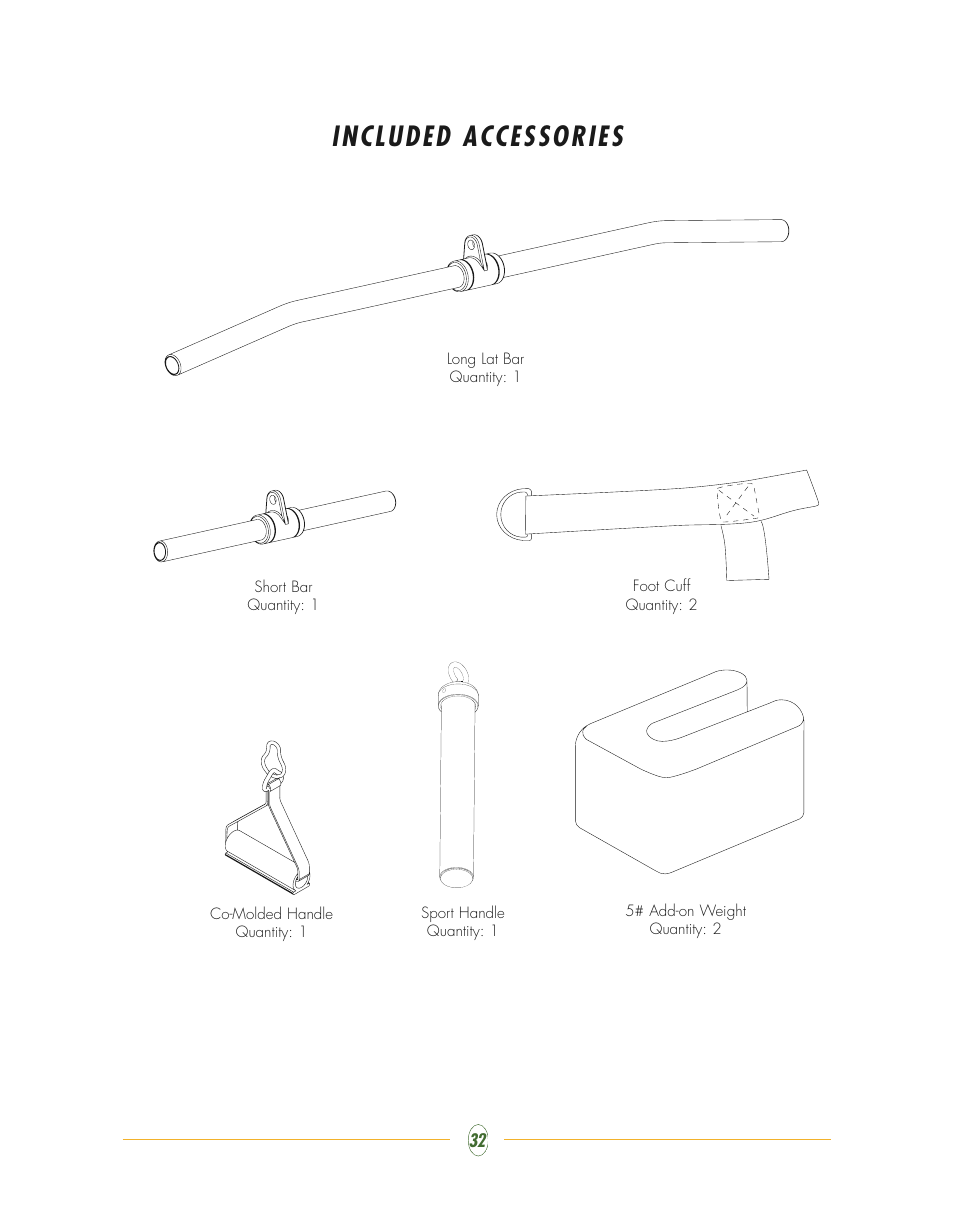 Included accessories | Vision Fitness Multi-Station Gym ST710 User Manual | Page 32 / 48