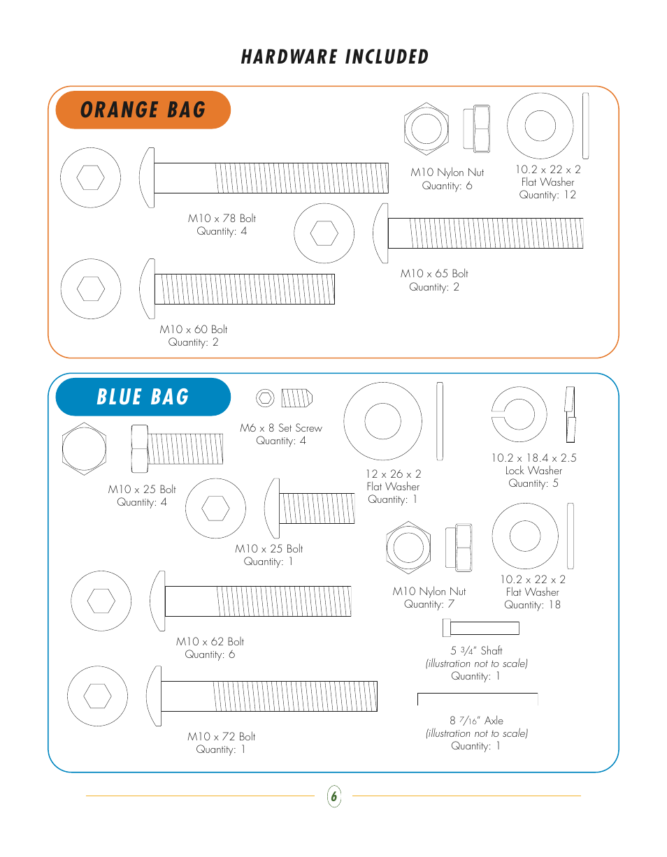 Orange bag, Blue bag, Hardware included | Vision Fitness Multi-Station Gym ST710 User Manual | Page 6 / 48