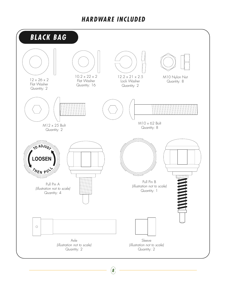Black bag, Hardware included | Vision Fitness Multi-Station Gym ST710 User Manual | Page 8 / 48