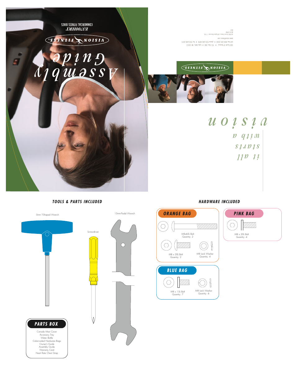 As se mb ly gu id e, Vi si on, St ar ts | Wi th a it a ll | Vision Fitness E3700HRT User Manual | Page 2 / 3