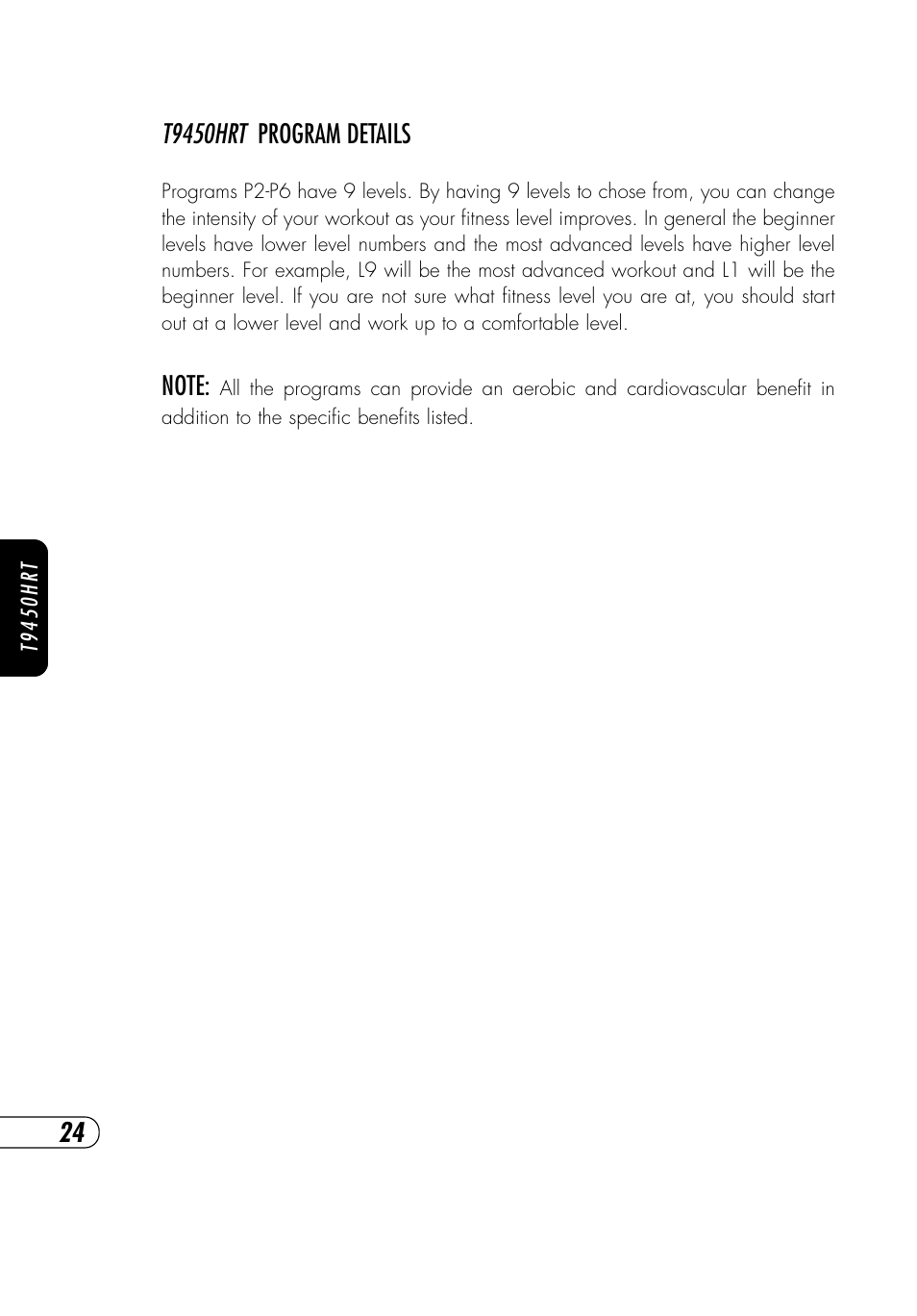 T9450hrt program details | Vision Fitness T9450HRT User Manual | Page 28 / 68