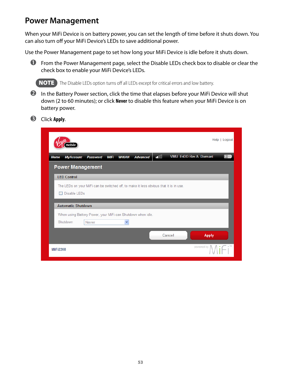 Power management | Virgin Mobile MIFI 2200 User Manual | Page 54 / 78