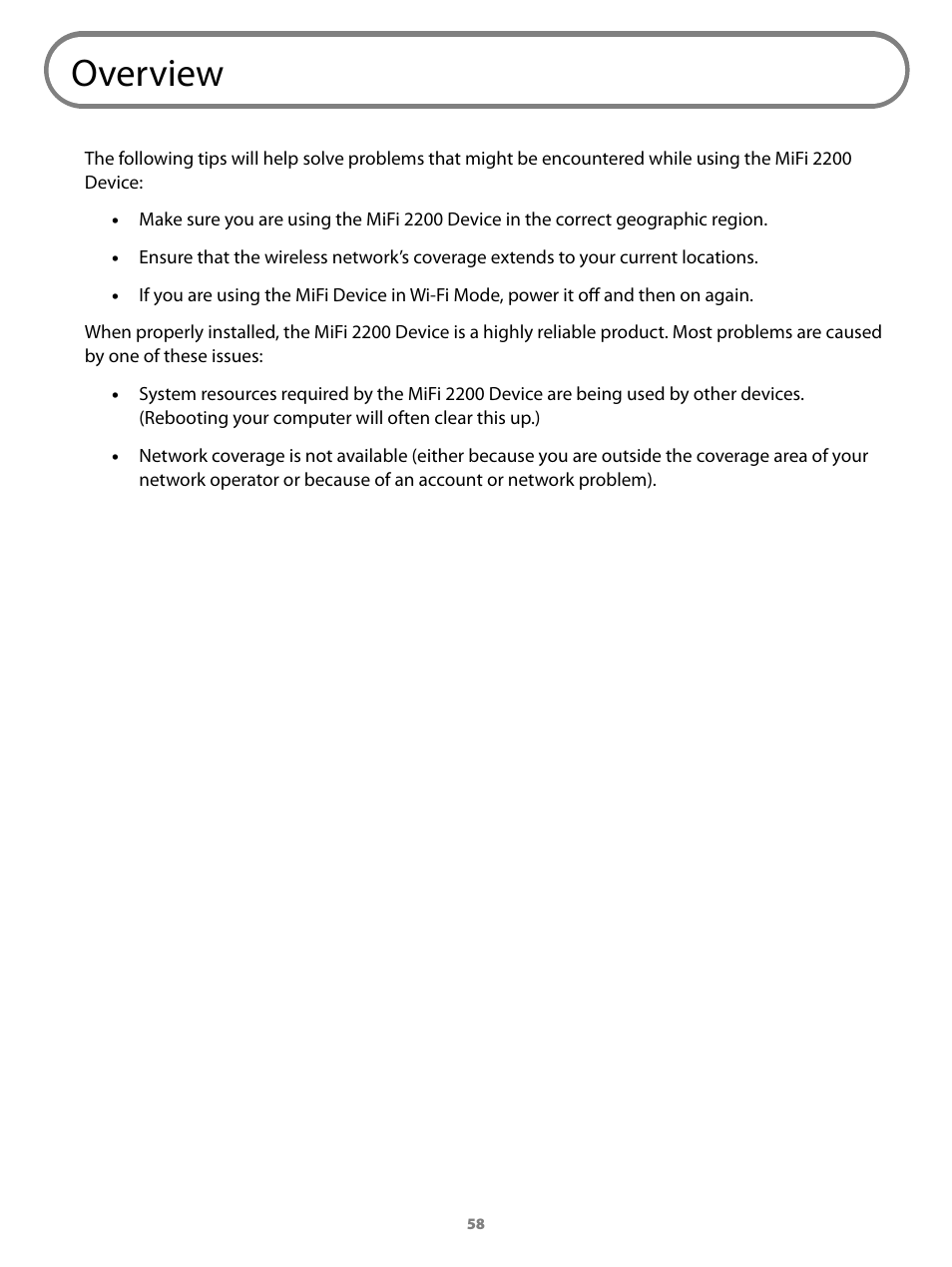 Overview | Virgin Mobile MIFI 2200 User Manual | Page 59 / 78
