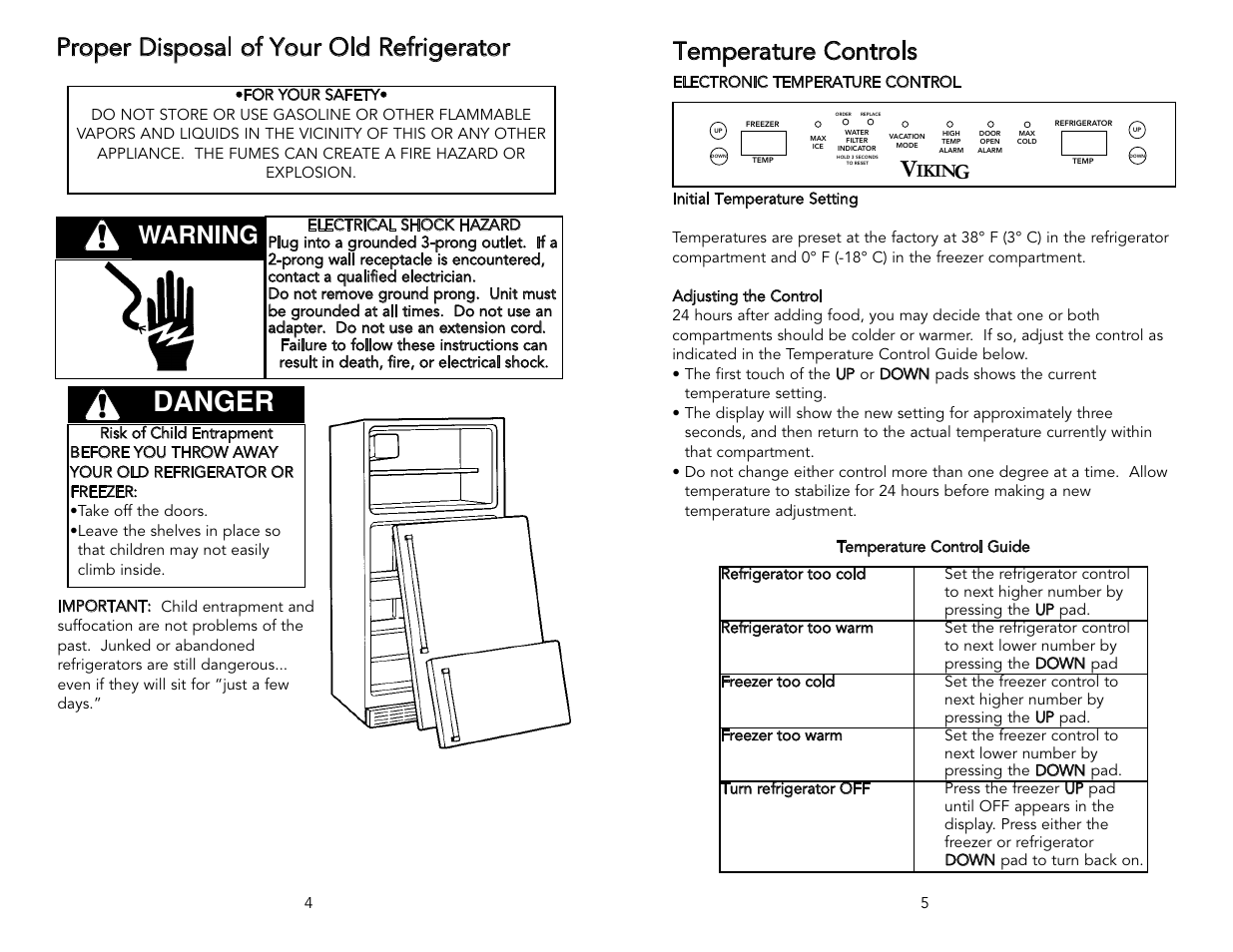 Danger, Warning v, Ikin | Viking F20394 User Manual | Page 3 / 18