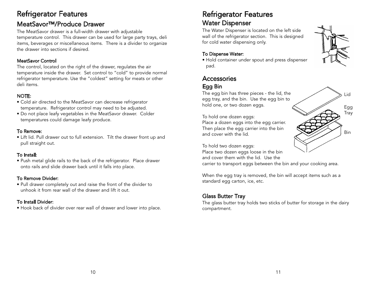 Refrigerator features | Viking F20394 User Manual | Page 6 / 18