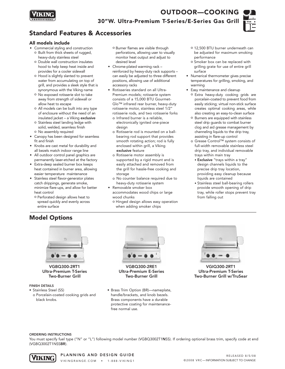 Viking OUTDOOR-COOKING VGBQ3002T1NSS User Manual | 125 pages