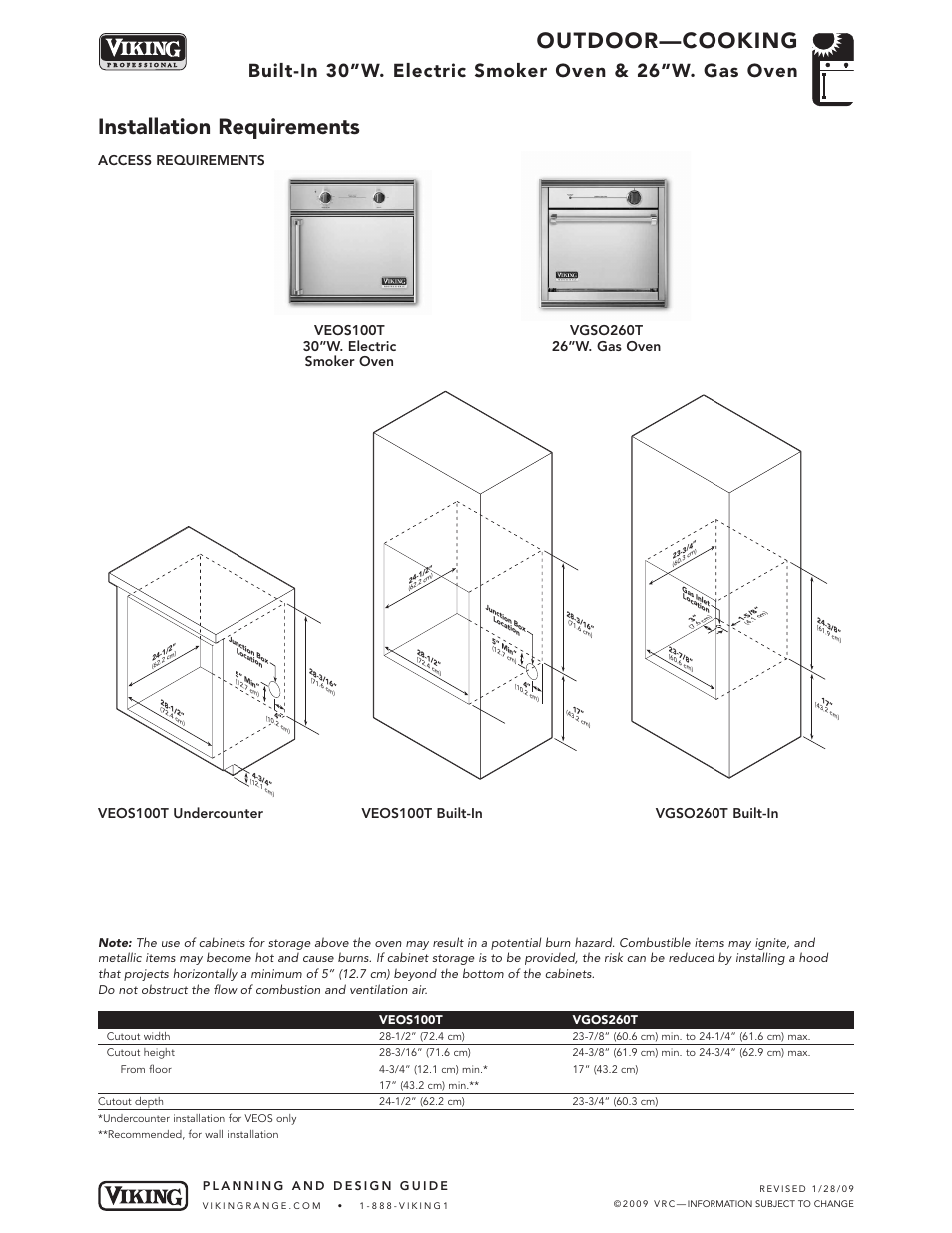 Outdoor—cooking, Installation requirements, Access requirements | Viking OUTDOOR-COOKING VGBQ3002T1NSS User Manual | Page 48 / 125