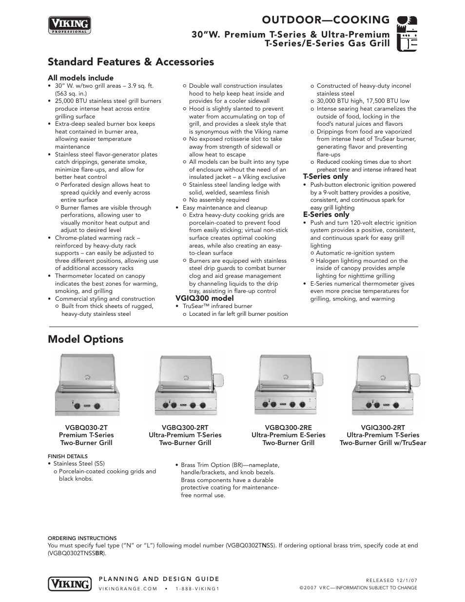 Viking VGBQ300-2RE User Manual | 8 pages
