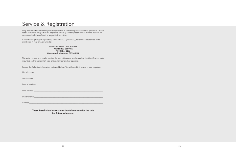 Service & registration | Viking 325E User Manual | Page 12 / 12