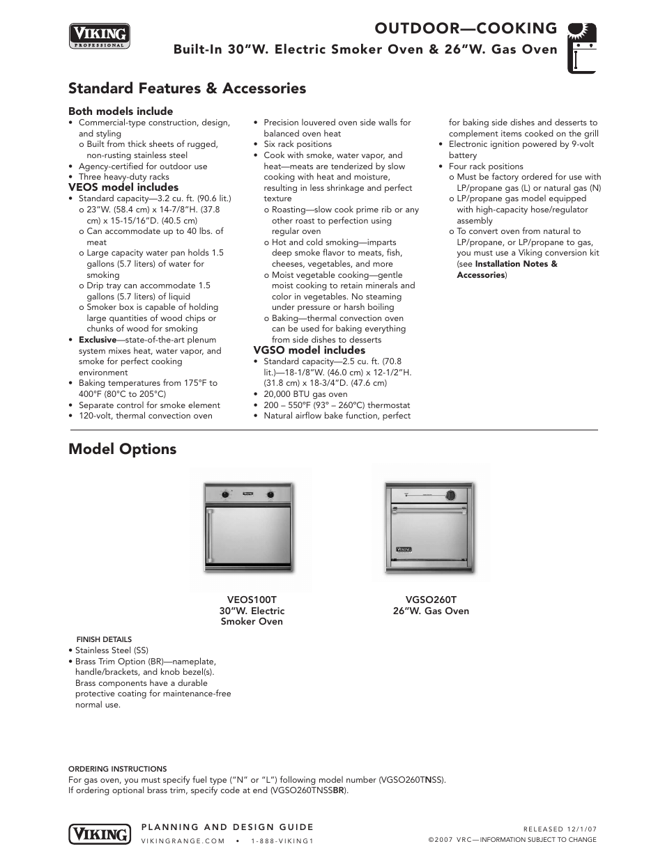 Viking VGSO100T User Manual | 5 pages