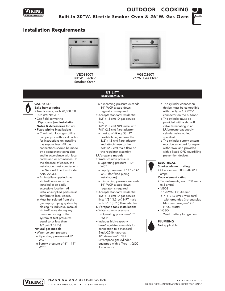 Outdoor—cooking, Installation requirements | Viking VGSO100T User Manual | Page 4 / 5