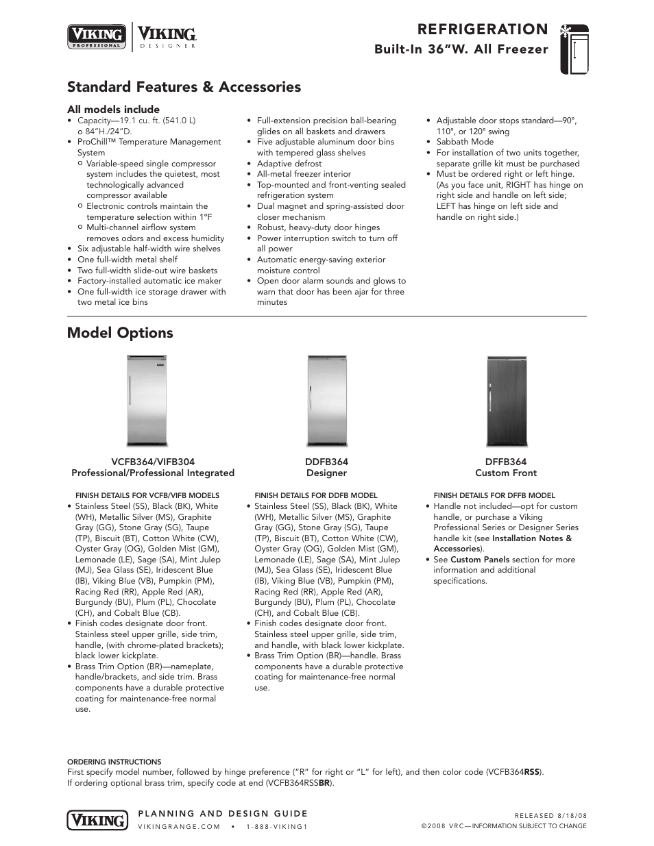 Viking DFFB364 User Manual | 10 pages