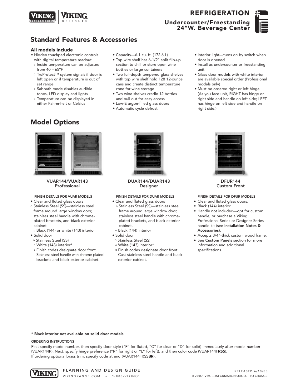 Viking Designer DUAR144/DUAR143 User Manual | 5 pages