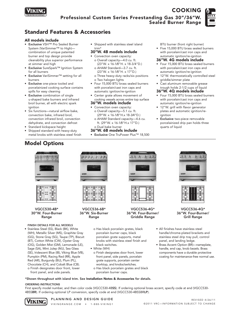 Viking VGCC536-4Q* User Manual | 6 pages