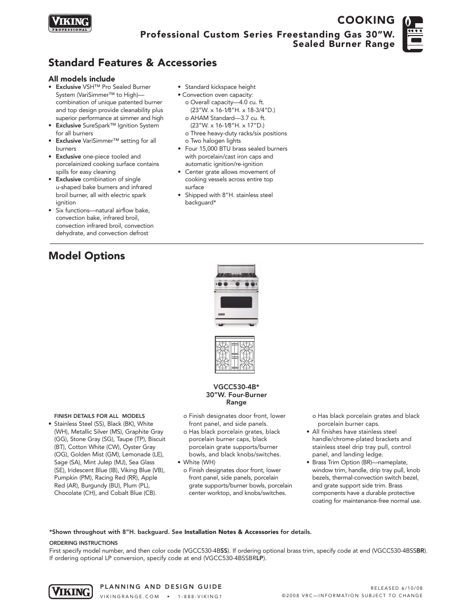 Viking VGCC530-4B User Manual | 6 pages