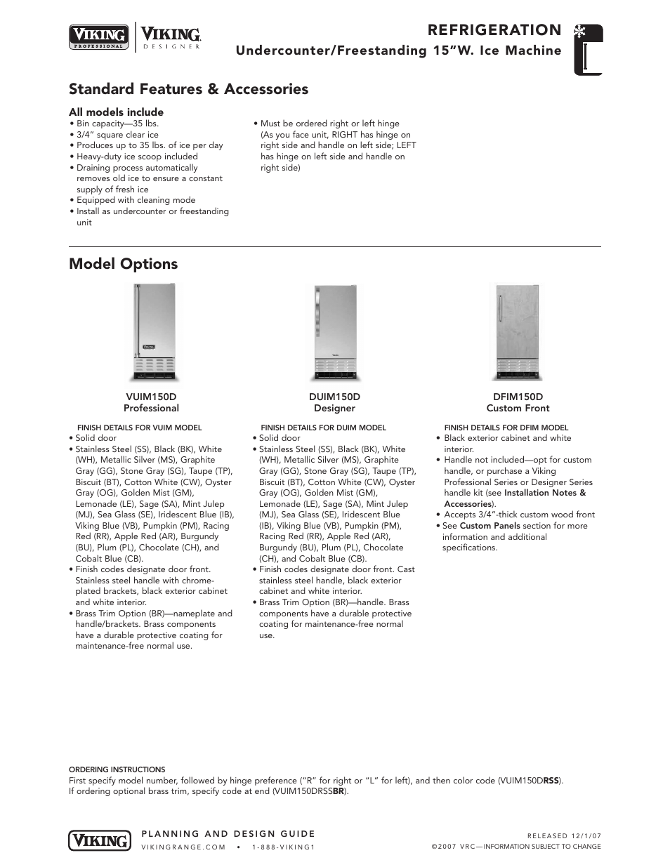 Viking VUIM150D User Manual | 5 pages