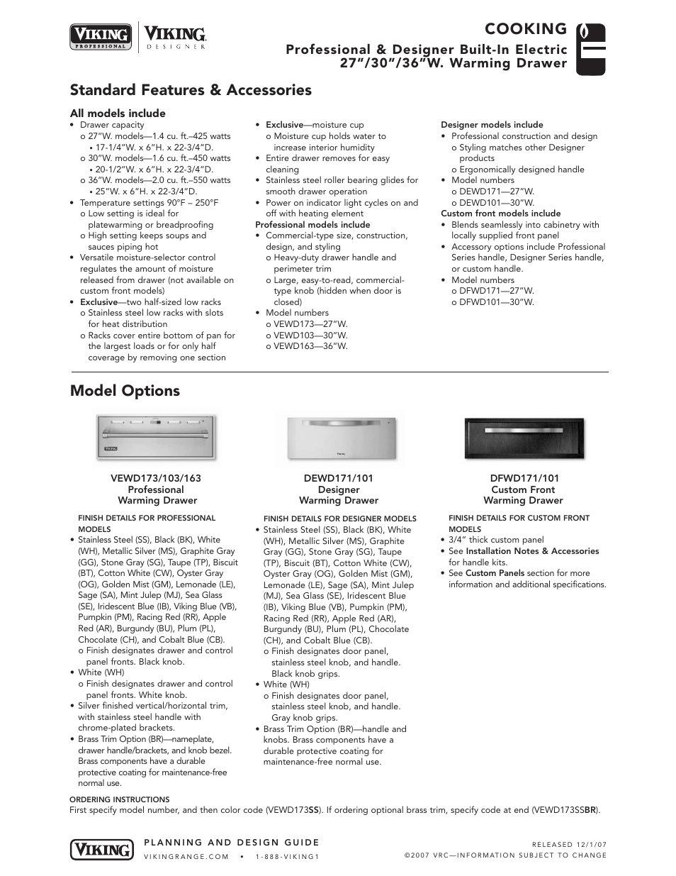 Viking VEWD173 User Manual | 4 pages