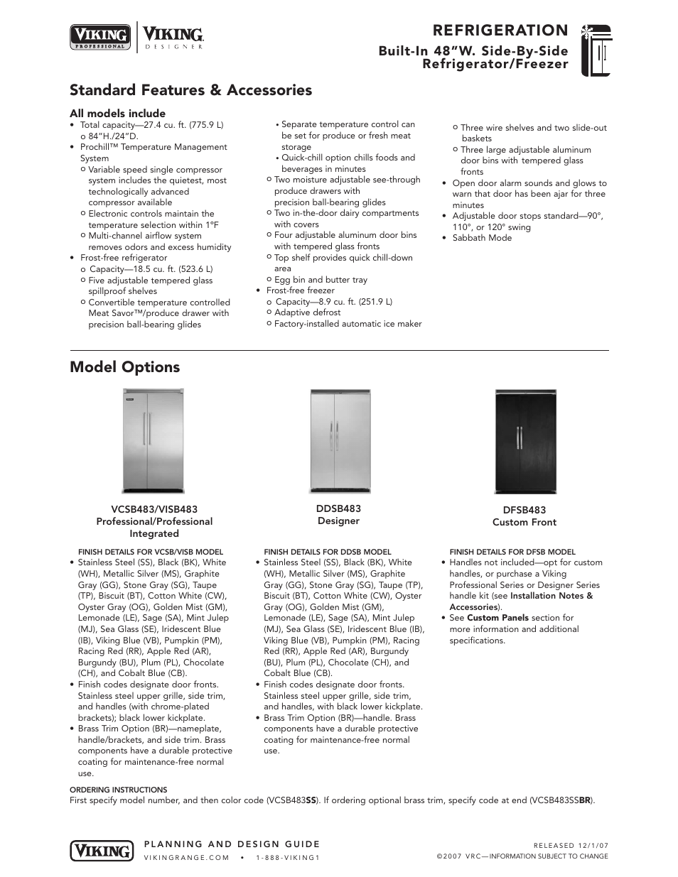 Viking VCSB483 User Manual | 8 pages