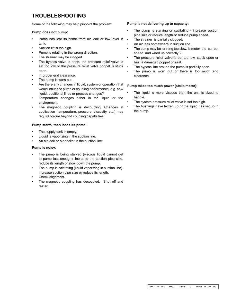 Troubleshooting | Viking MAG DRIVE 855 User Manual | Page 15 / 16