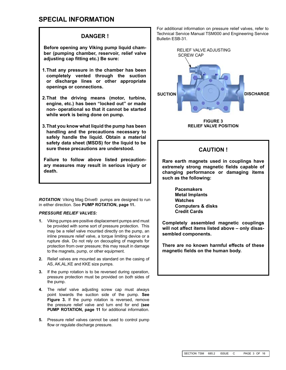 Special information, Caution, Danger | Viking MAG DRIVE 855 User Manual | Page 3 / 16