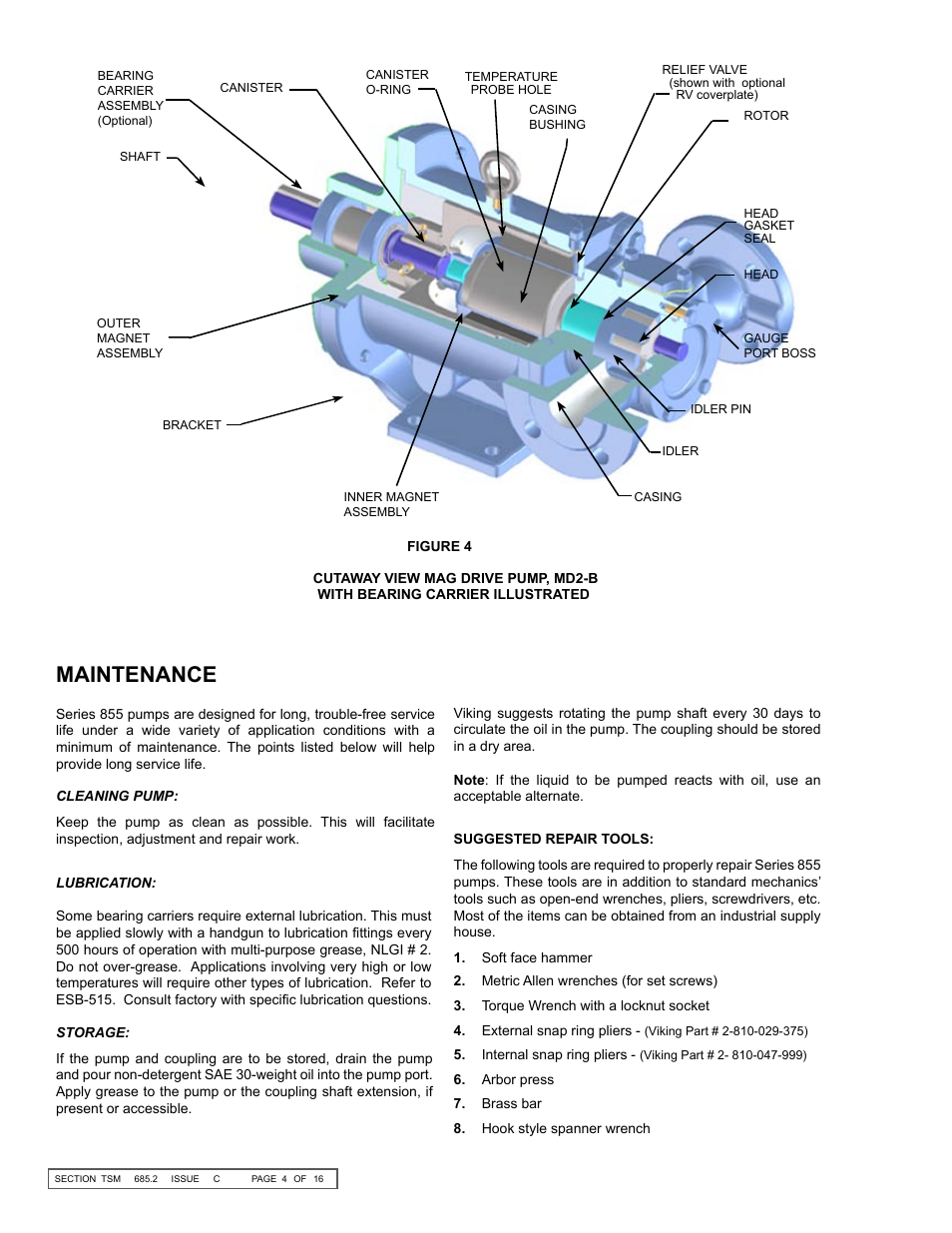 Maintenance | Viking MAG DRIVE 855 User Manual | Page 4 / 16