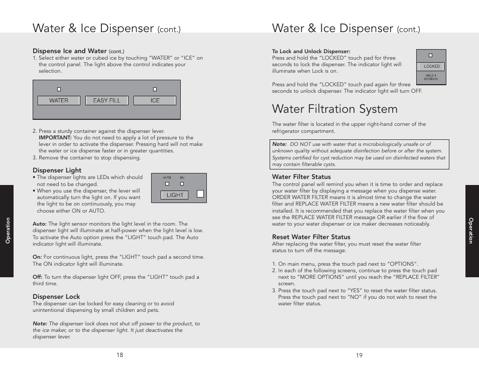 Water filtration system, Water & ice dispenser water filtration system, Water & ice dispenser | Cont.) | Viking W10345054 User Manual | Page 10 / 18