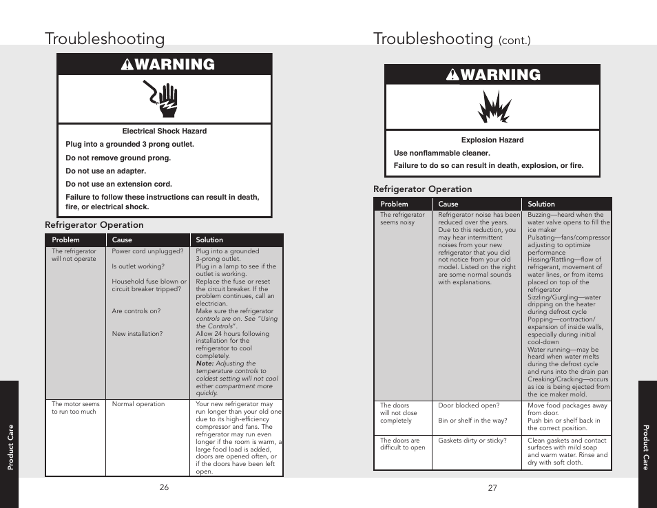 Troubleshooting, Changing the light bulb troubleshooting, Warning | Cont.) | Viking W10345054 User Manual | Page 14 / 18