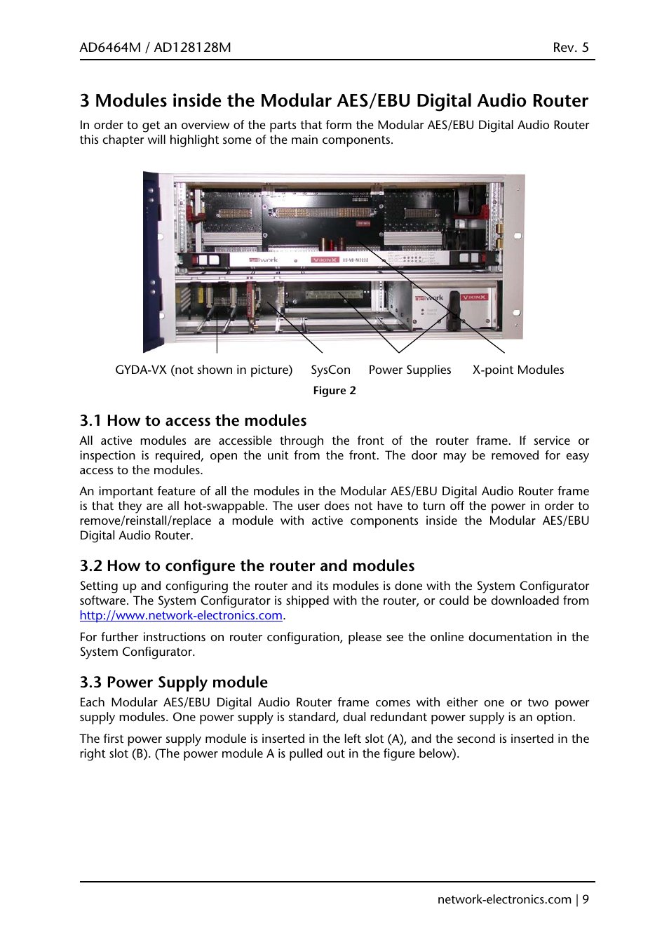 1 how to access the modules, 2 how to configure the router and modules, 3 power supply module | Viking AD128128M User Manual | Page 9 / 29