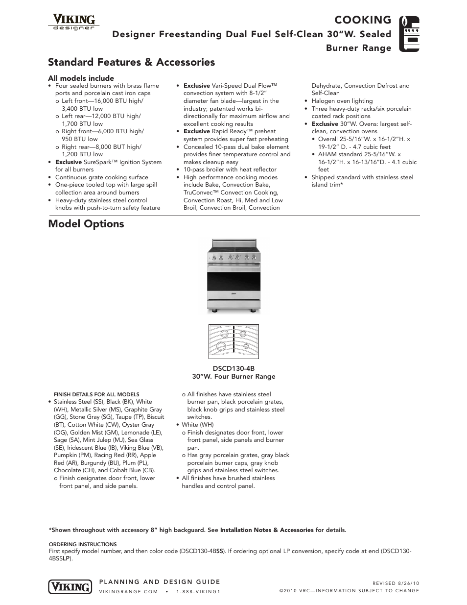 Viking DSCD130-4BSS User Manual | 7 pages