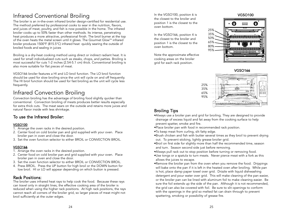 Infrared conventional broiling, Infrared convection broiling | Viking F131D User Manual | Page 13 / 18