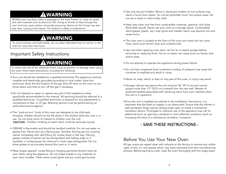 Warning, Save these instructions | Viking F131D User Manual | Page 3 / 18