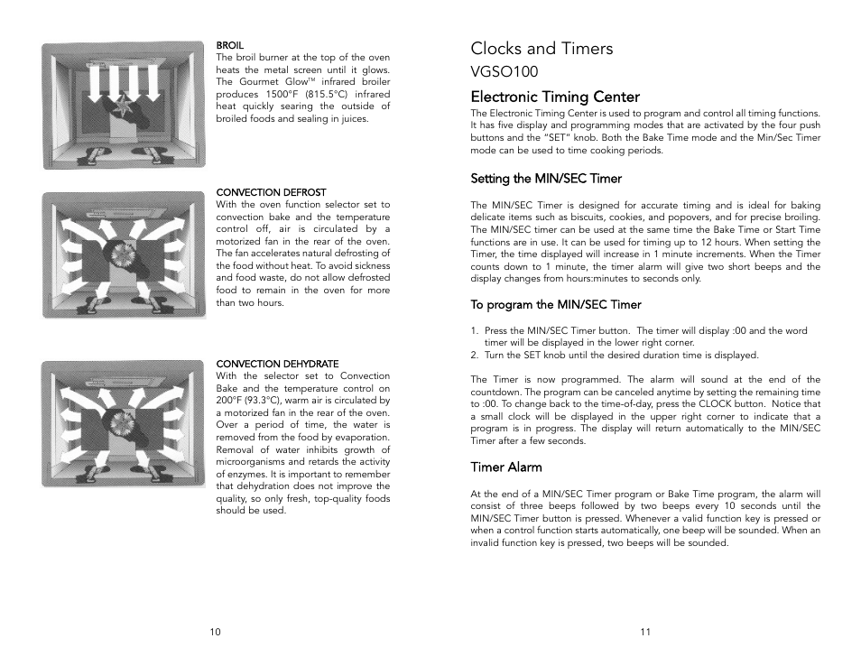 Clocks and timers, Vgso100 electronic timing center | Viking F131D User Manual | Page 6 / 18