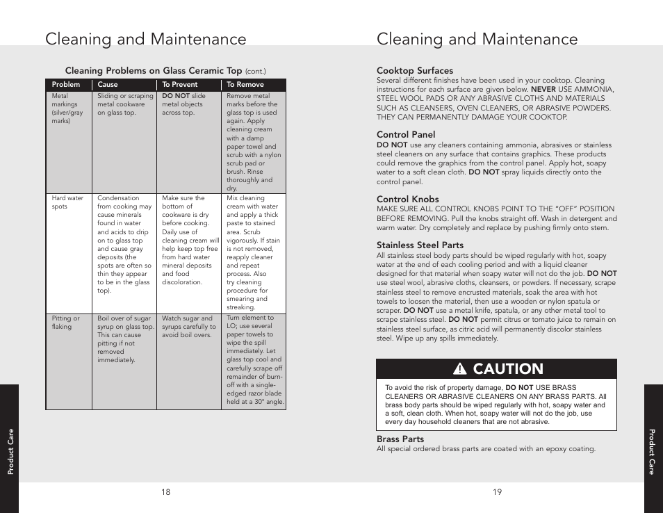 Cleaning and maintenance, Caution | Viking F20528 User Manual | Page 10 / 12