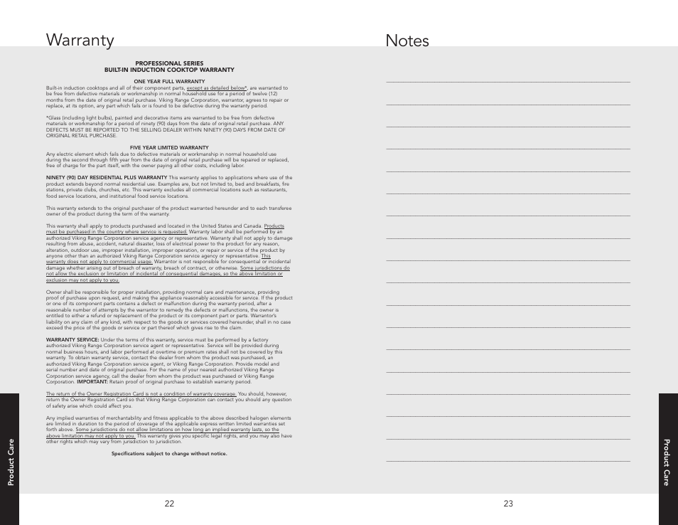 Warranty | Viking F20528 User Manual | Page 12 / 12