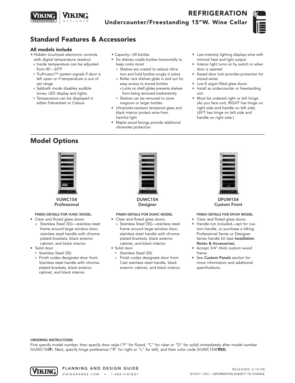 Viking DUWC154 User Manual | 5 pages