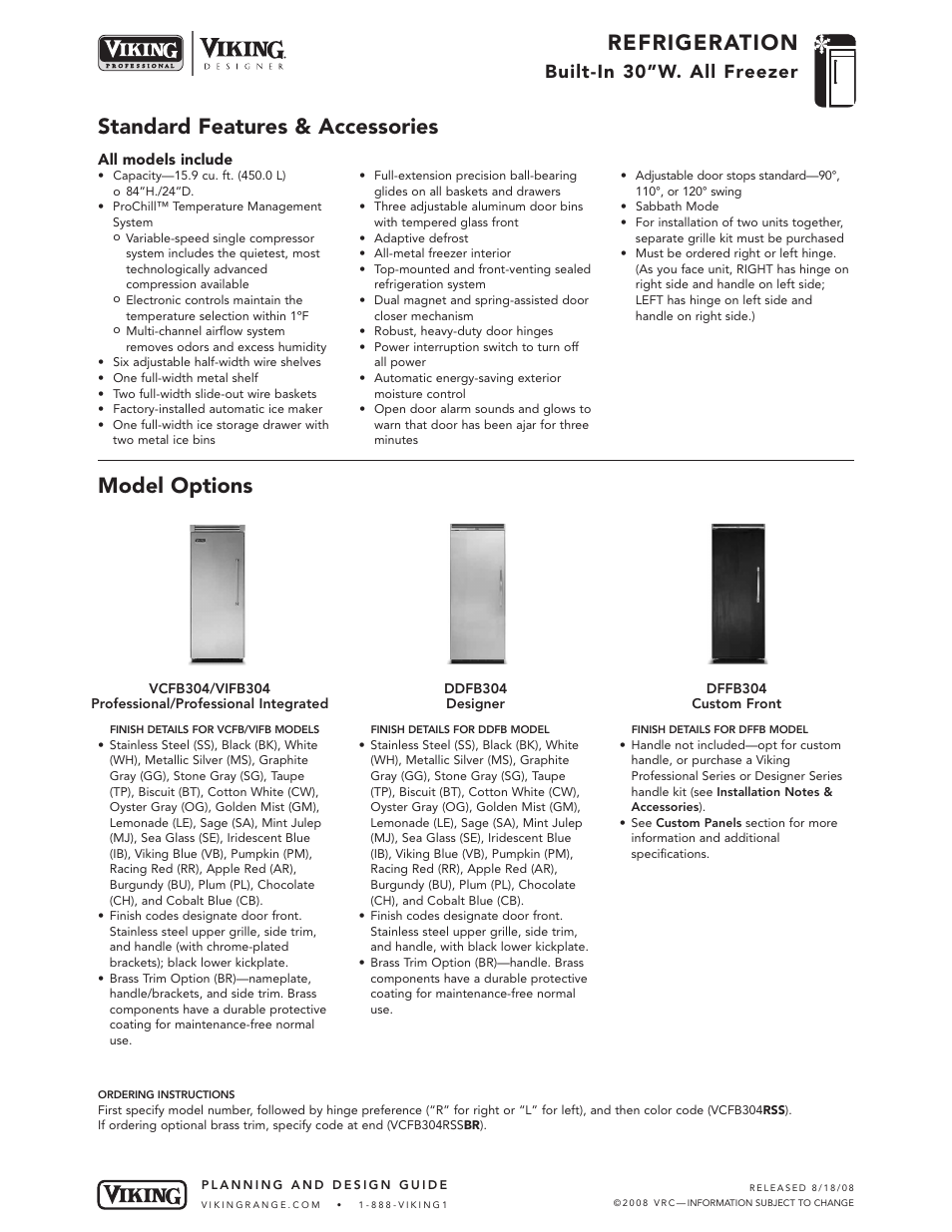 Viking VCFB304 User Manual | 10 pages