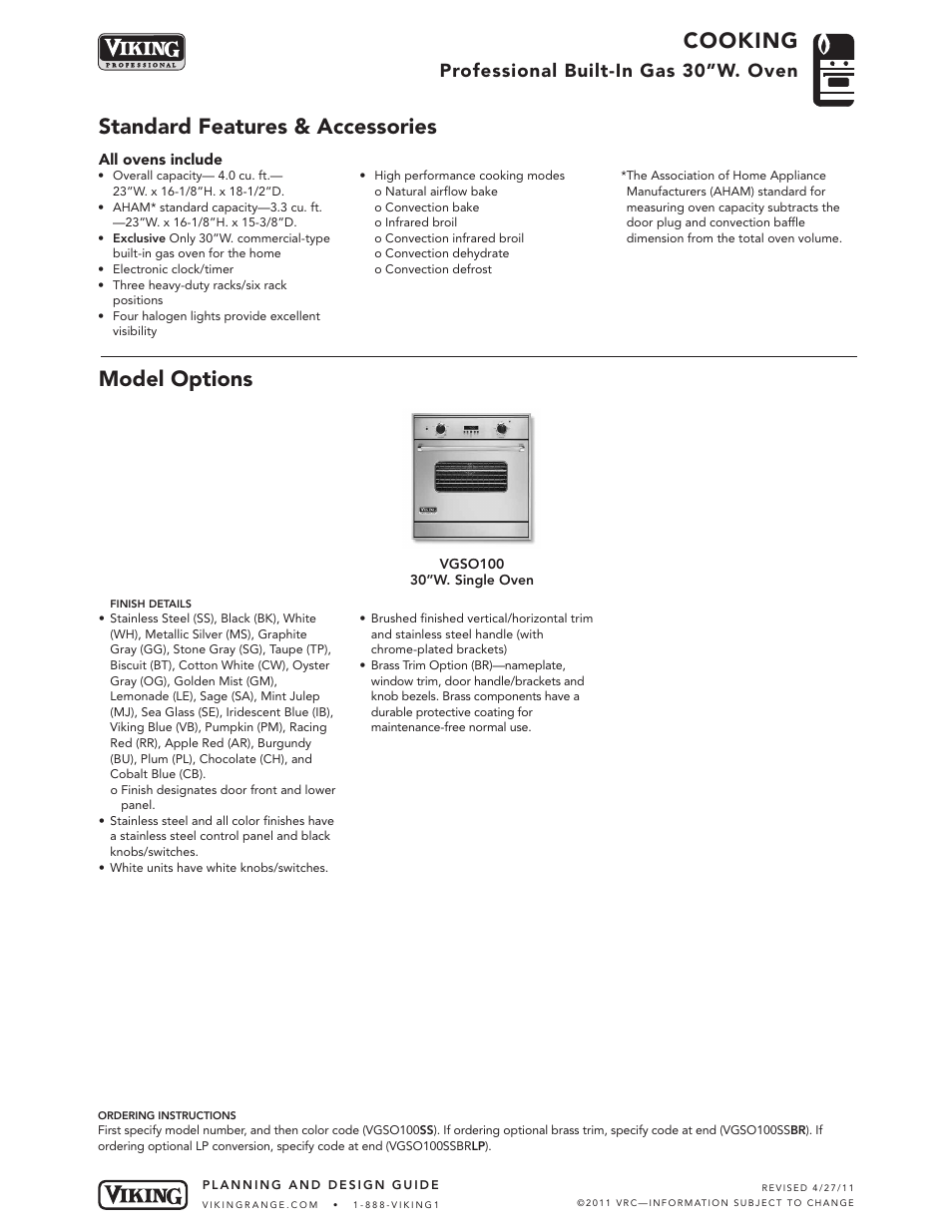 Viking VGSO100 User Manual | 4 pages