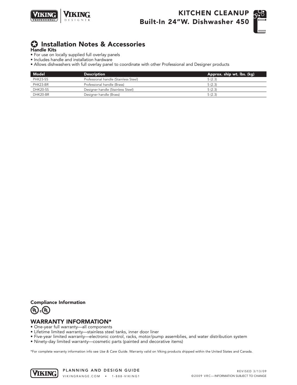 Warranty information | Viking VDB325 User Manual | Page 9 / 22