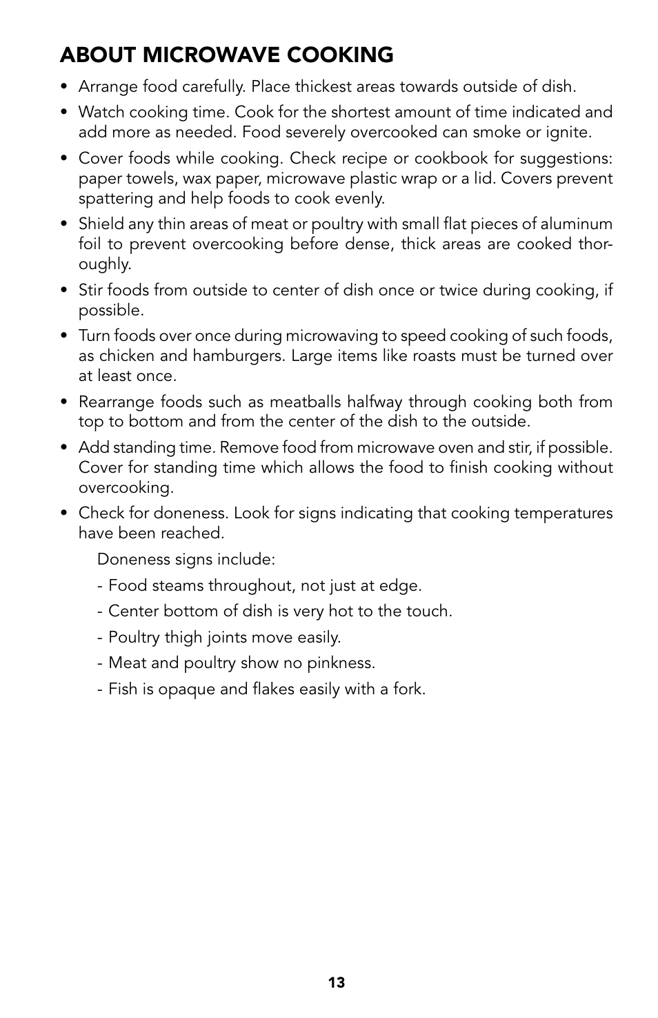 13 about microwave cooking, About microwave cooking | Viking Built-In Convection Microwave Hood User Manual | Page 13 / 44